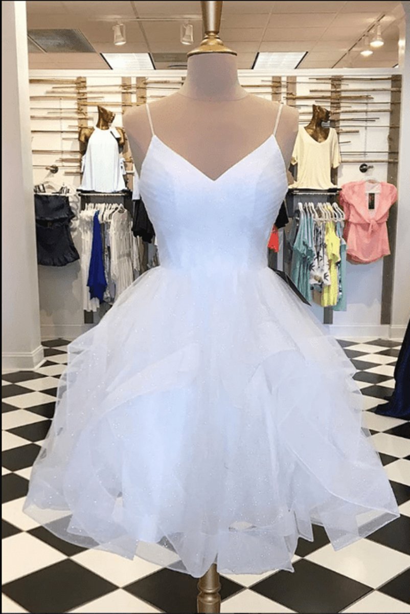 Ruffled Tulle Short Homecoming Dresses