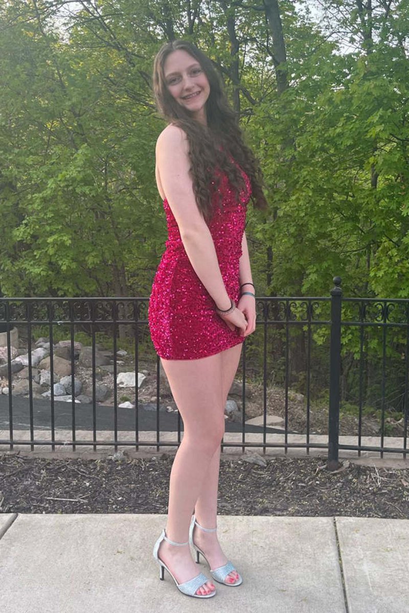 Tight Sequins One Shoulder Homecoming Dresses