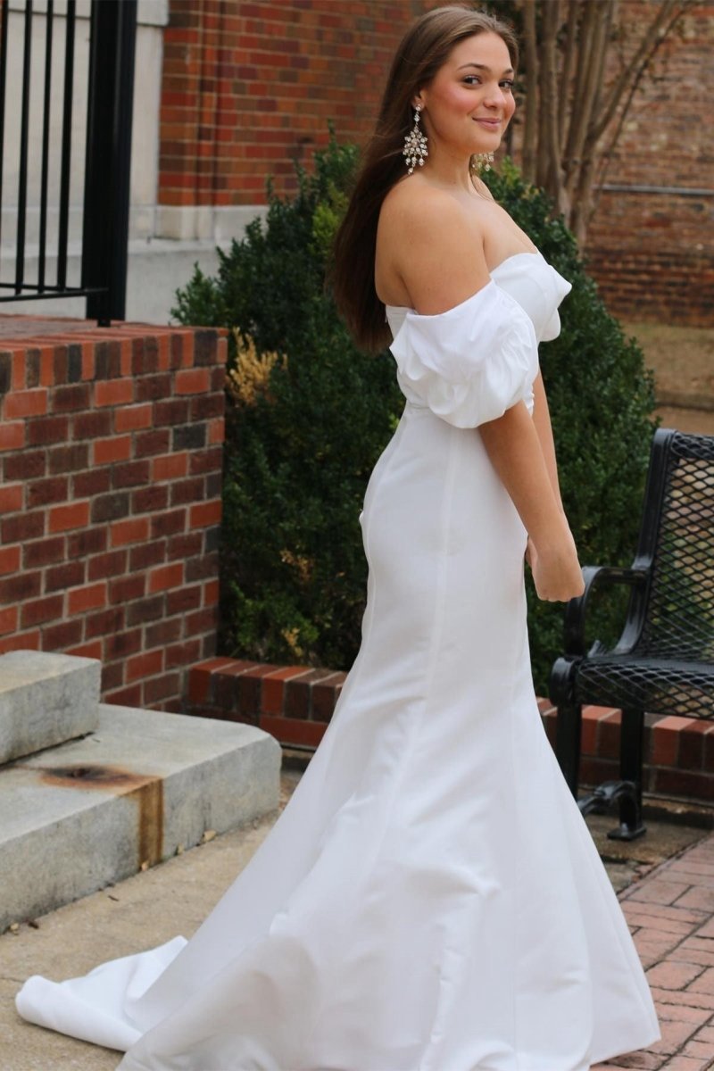 Off-the-Shoulder Puff Sleeve Mermaid Long Wedding Dresses