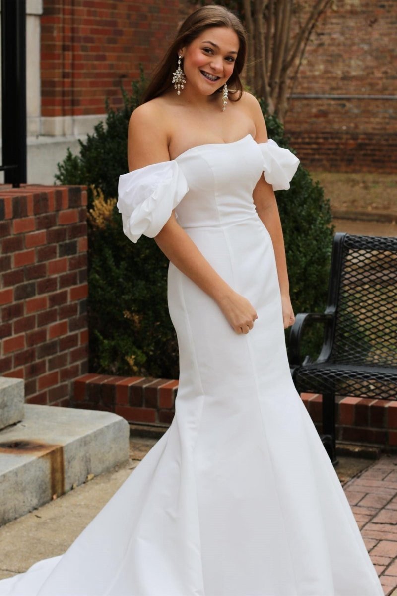 Off-the-Shoulder Puff Sleeve Mermaid Long Wedding Dresses
