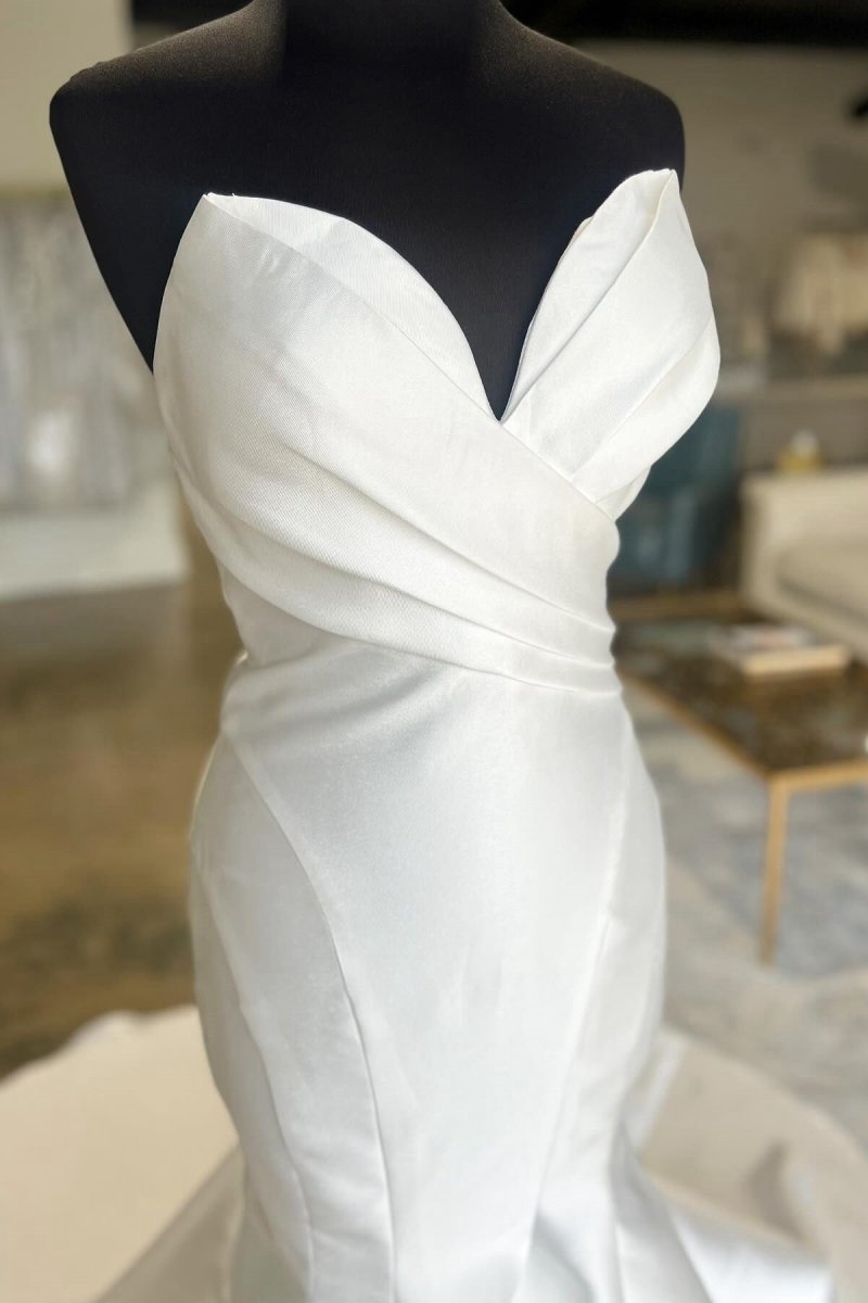 Surplice Mermaid Long Wedding Gown