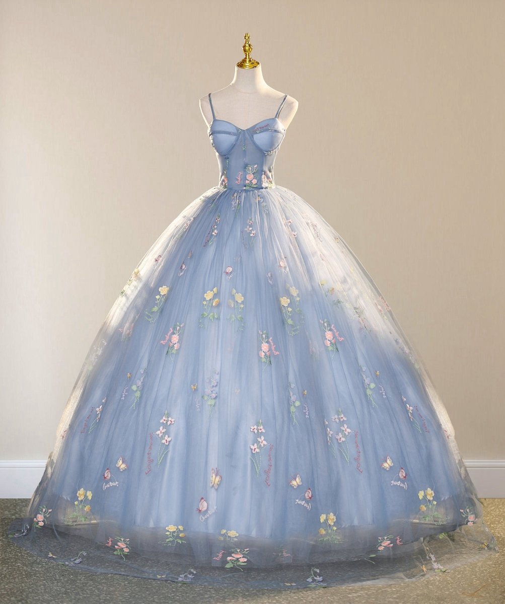 Ball Gown with ScatteLittle Flower Prom Dresses