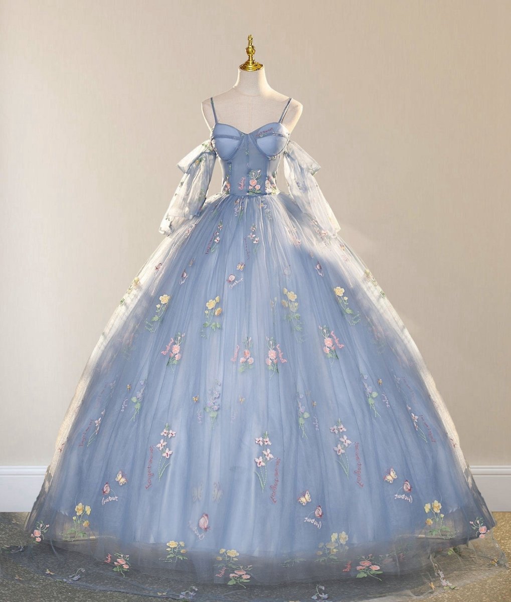Ball Gown with ScatteLittle Flower Prom Dresses