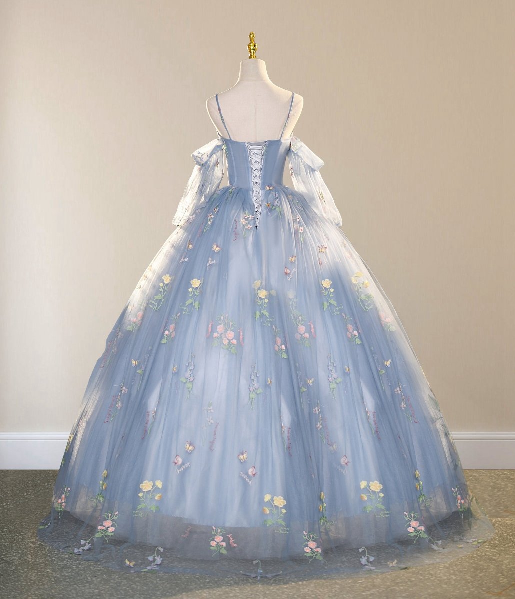 Ball Gown with ScatteLittle Flower Prom Dresses