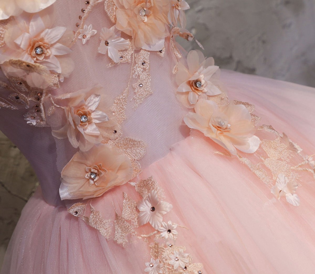 A-line Organza Floor-Length Prom Dresses with Appliqued