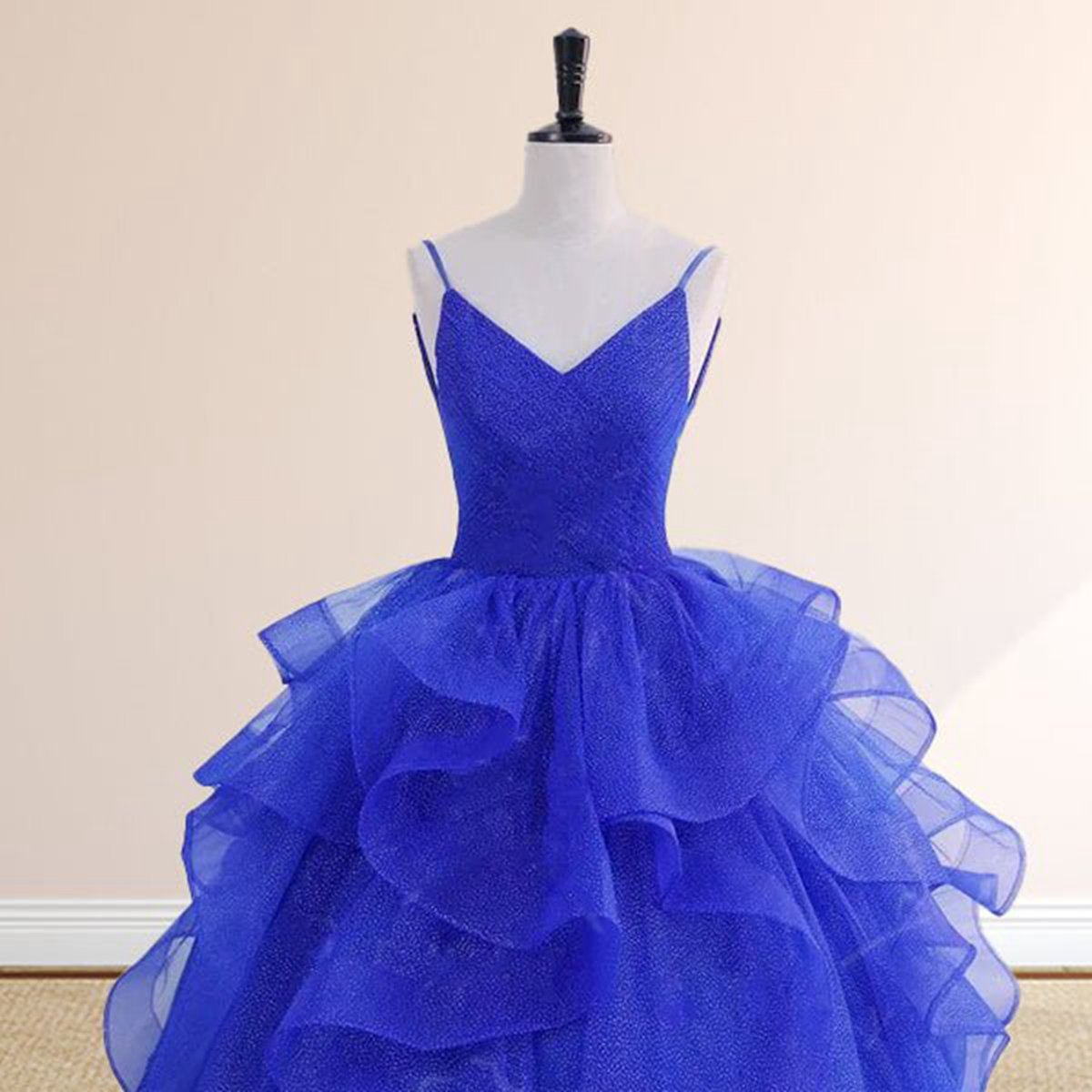 Spaghetti Strap Quinceanera Dresses V-neck with Ruffles