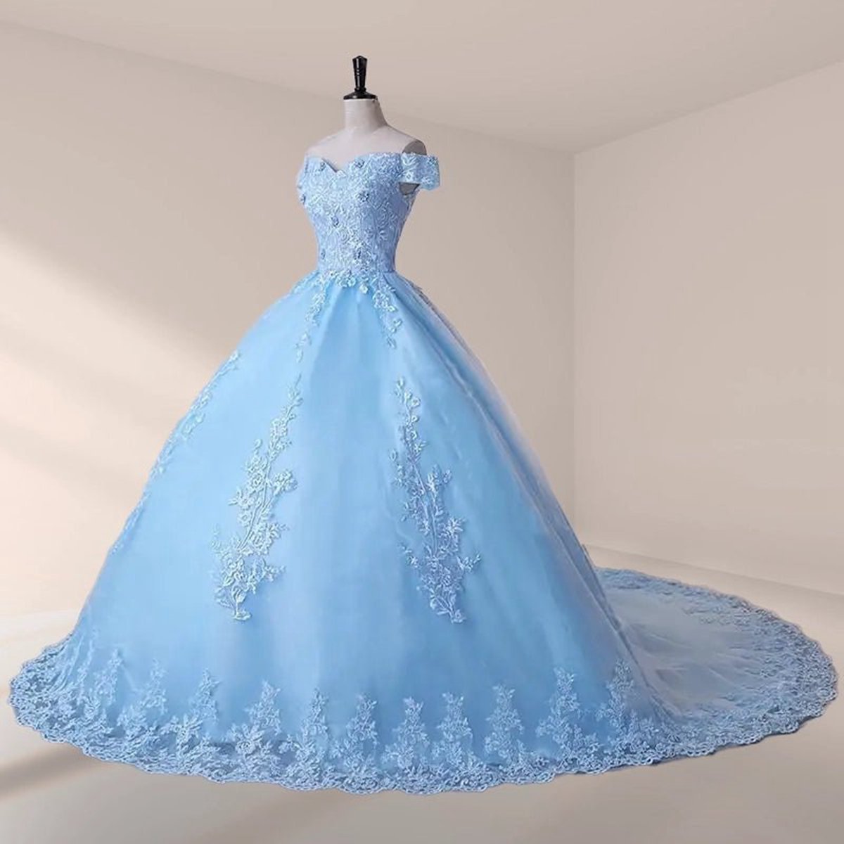 Lace Off the Shoulder Quinceanera Dresses with Flowers