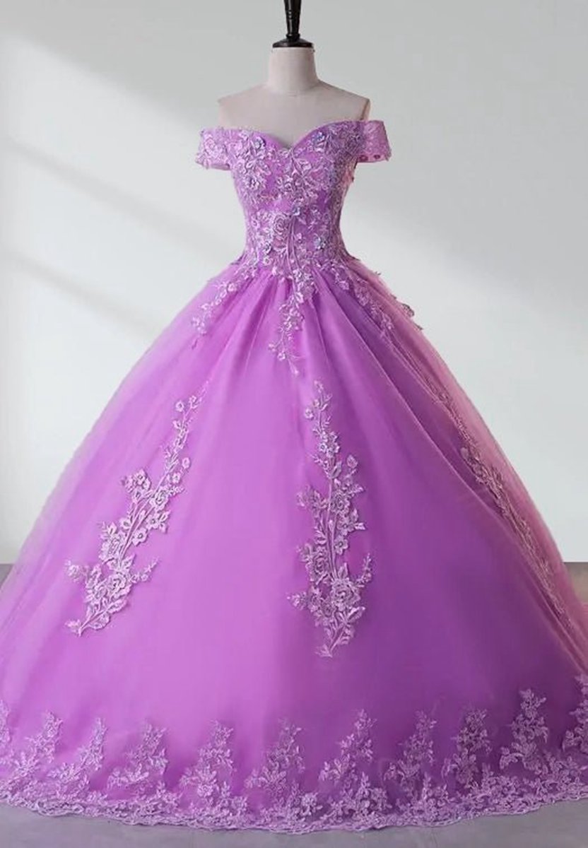 Lace Off the Shoulder Quinceanera Dresses with Flowers
