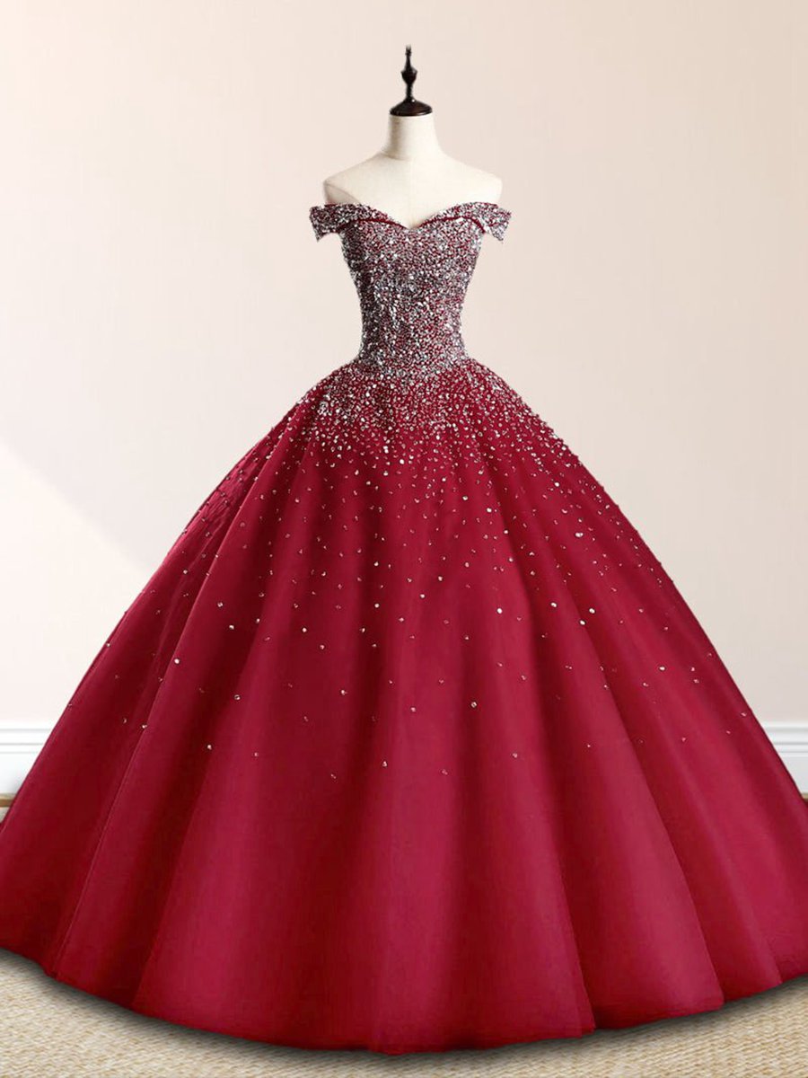 Sequin Prom Dresses Beaded Quinceanera Dresses