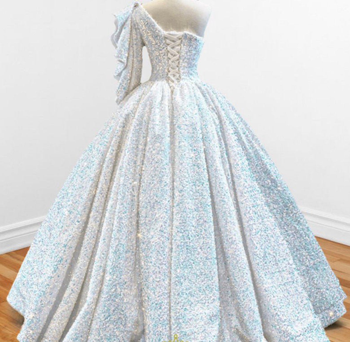 Glitter Sequined One Shoulder Ball Gown Quinceanera Dresses