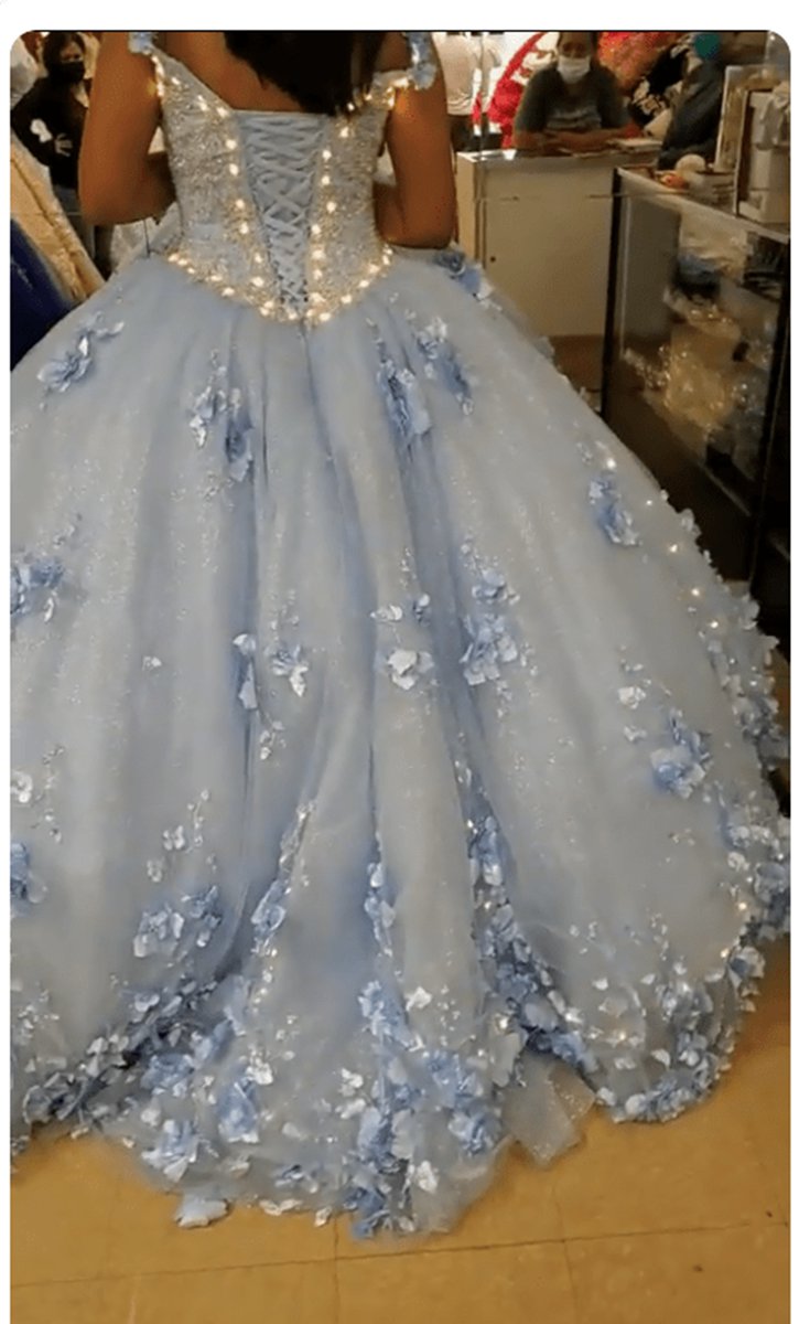 Long Dresses 3D Applique Off Shoulder Ball Gown Quinceanera Dresses