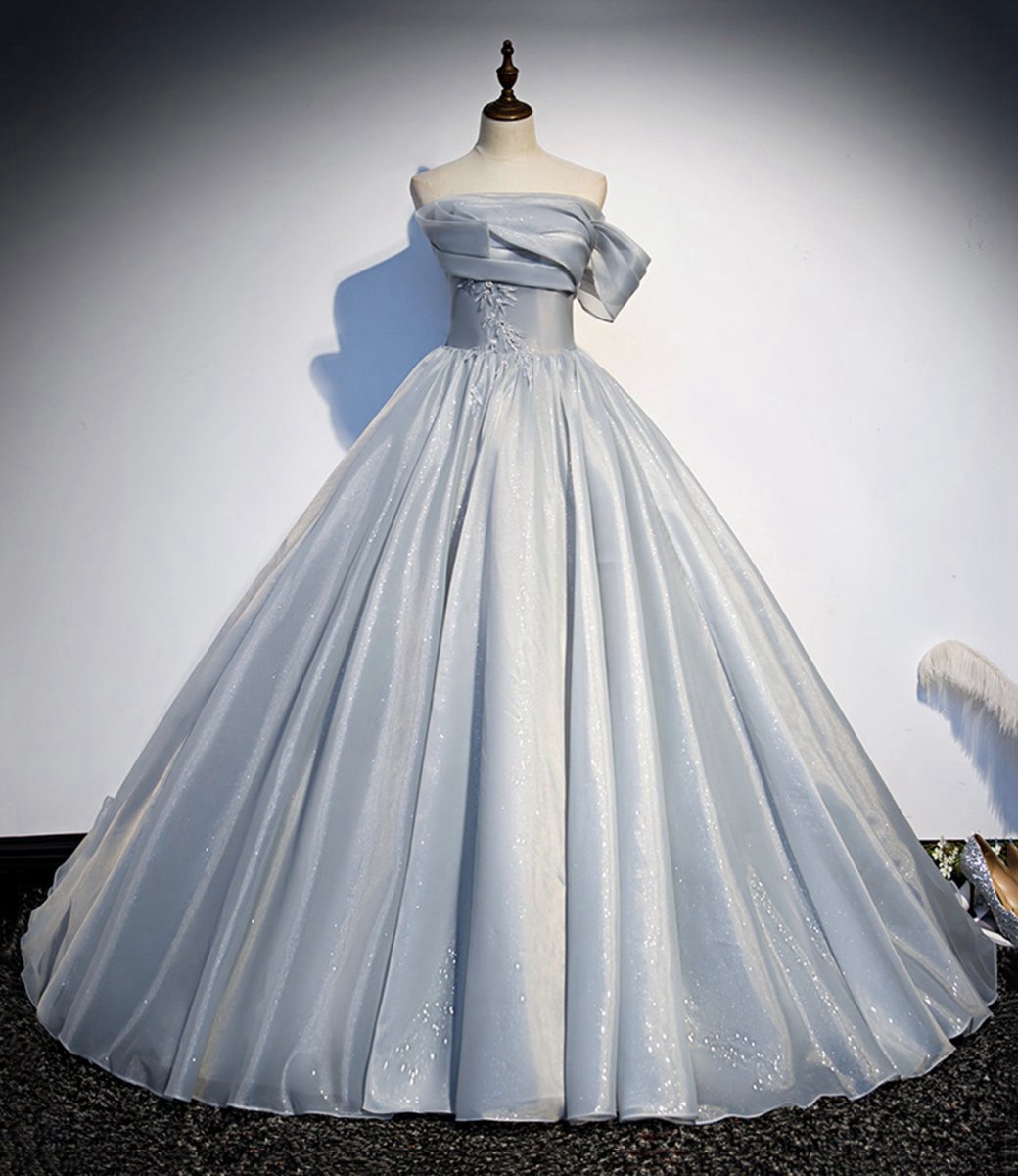Light Satin Long Ball Gown Quinceanera Dresses