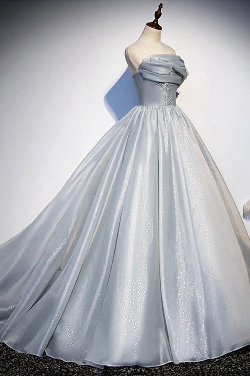 Light Satin Long Ball Gown Quinceanera Dresses