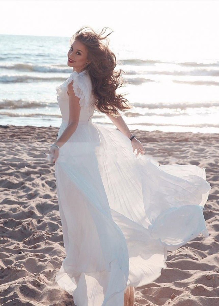 Chiffon A-line V-Neck Short Sleeves Summer Bridal Dresses