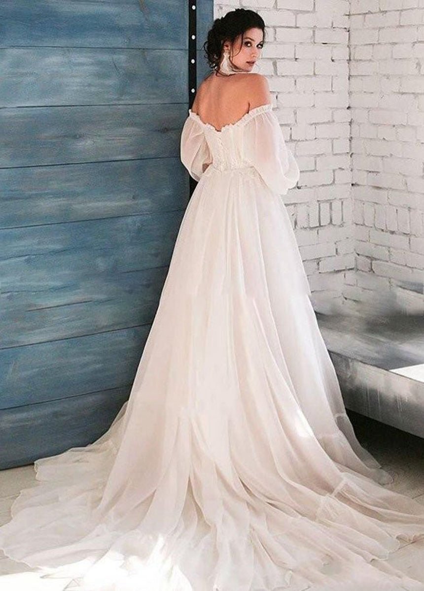 Bohemian Unique Sweetheart Long-Sleeve Wedding Dresses