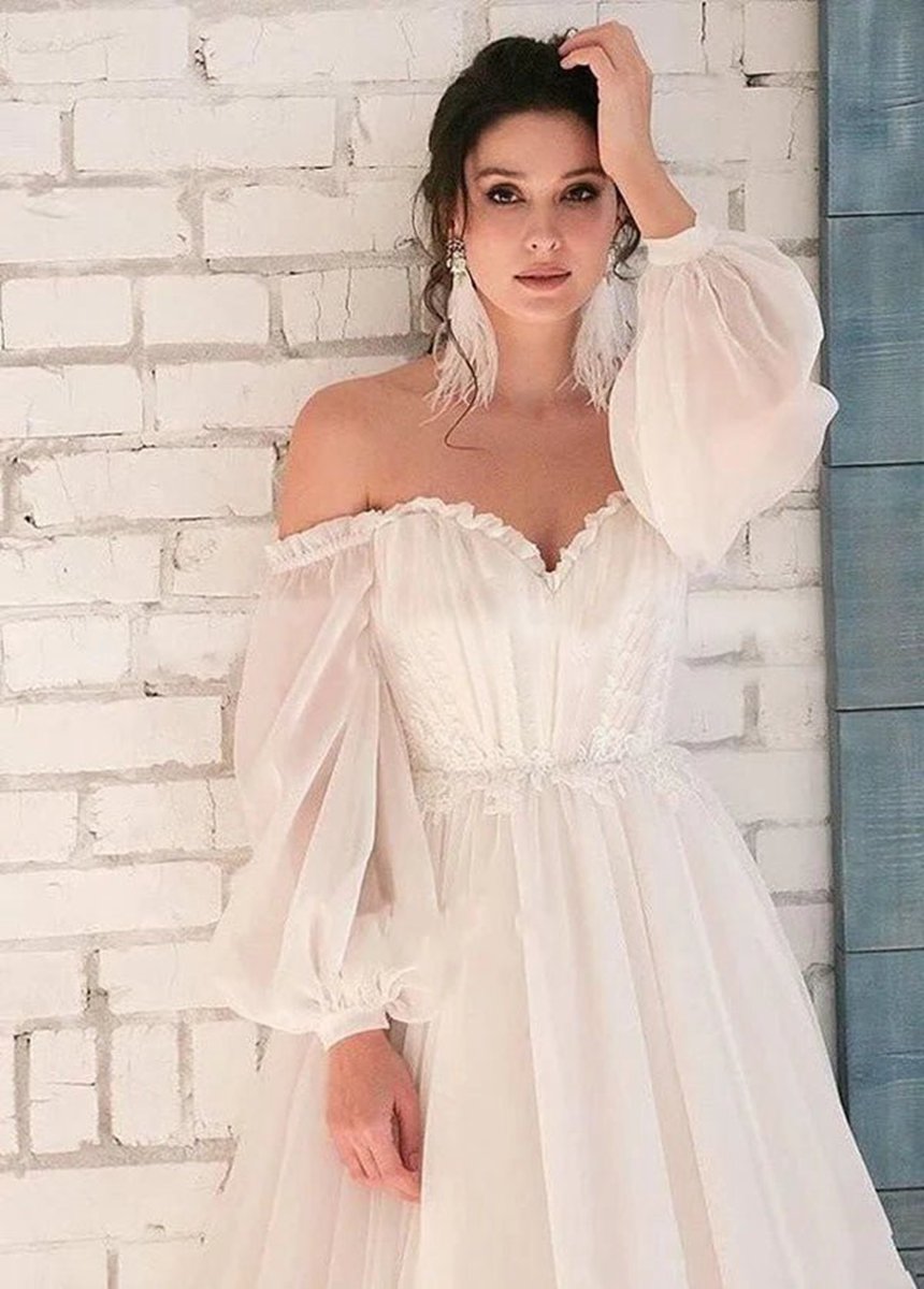 Bohemian Unique Sweetheart Long-Sleeve Wedding Dresses