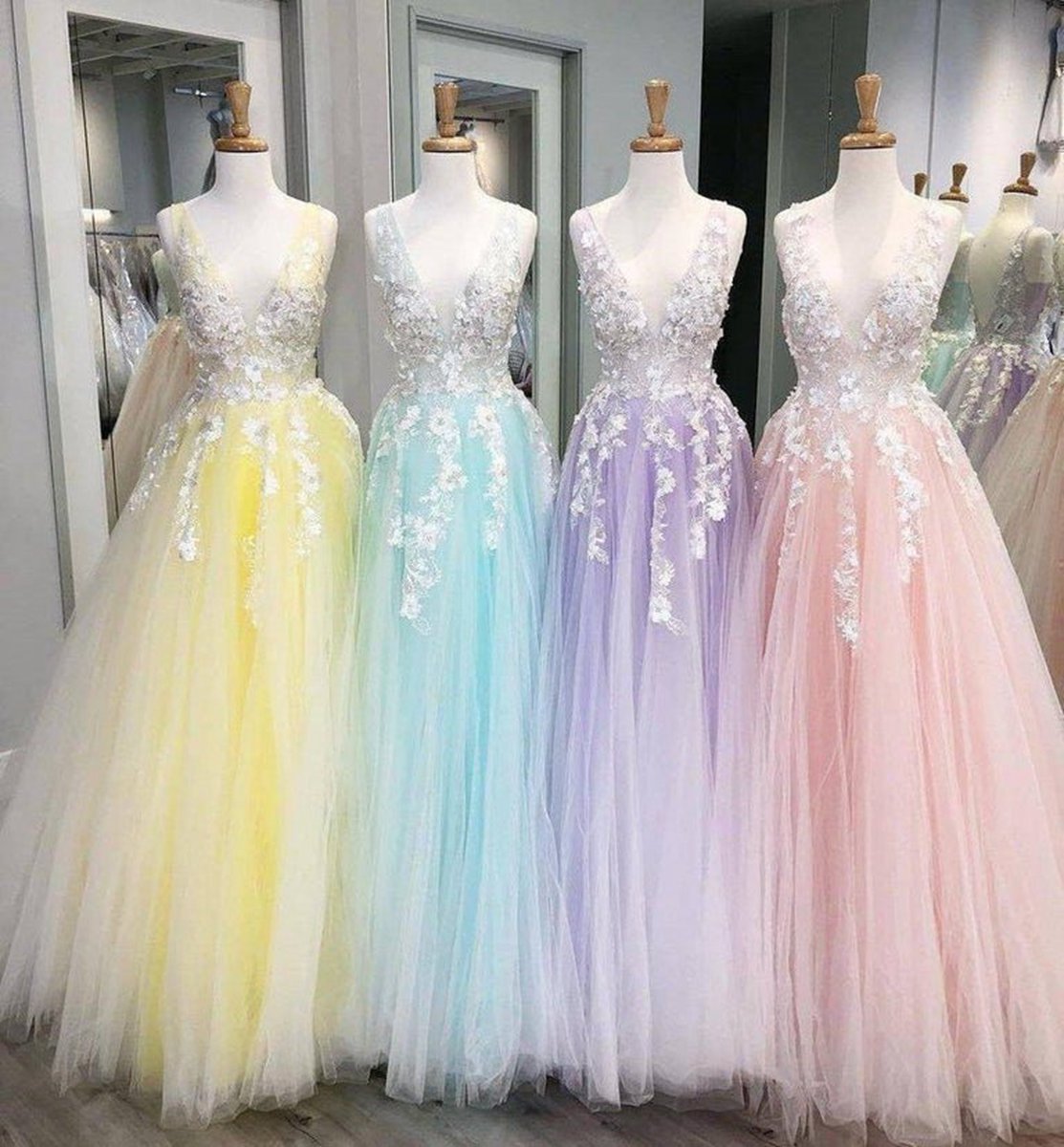 Turquoise Lace Applique Ball Gown Long Ball Gowns Quinceanera Dresses