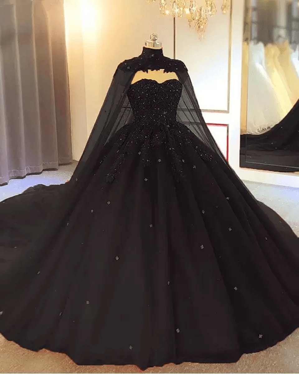 Tulle Ball Gown Prom Dresses with Cape