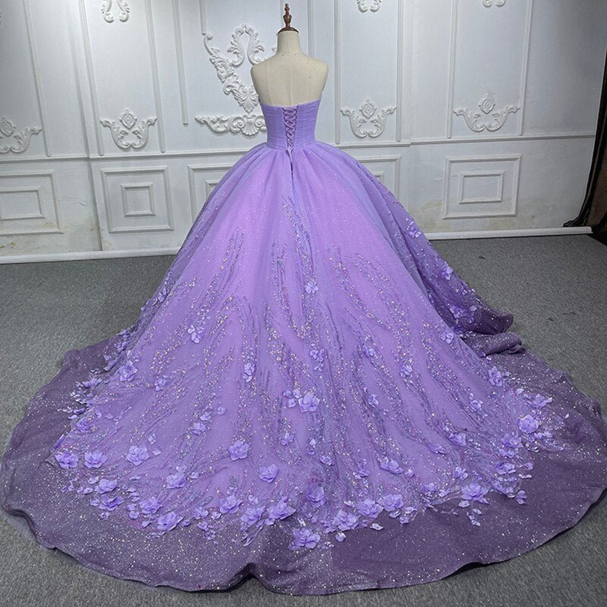 A-line Lace Sweetheart with Corset Back Quinceanera Dresses