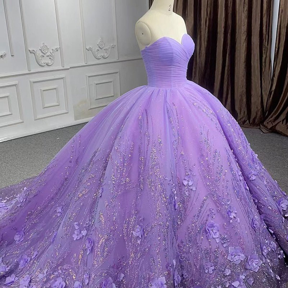 A-line Lace Sweetheart with Corset Back Quinceanera Dresses