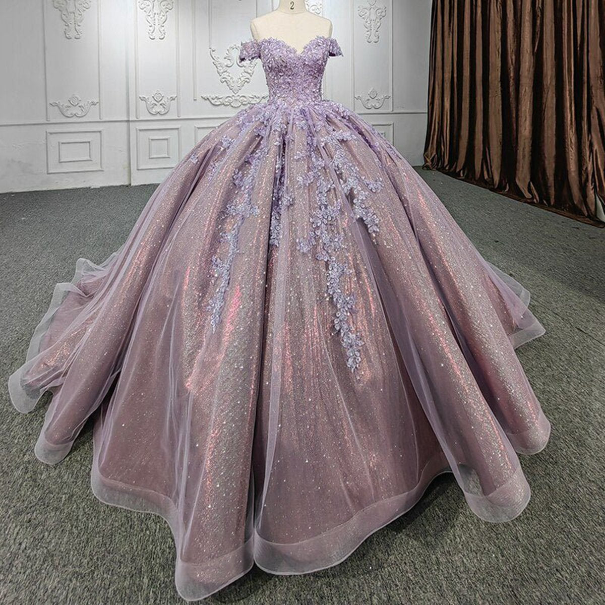 Off-the-Shoulder Quinceanera Dresses with Flower