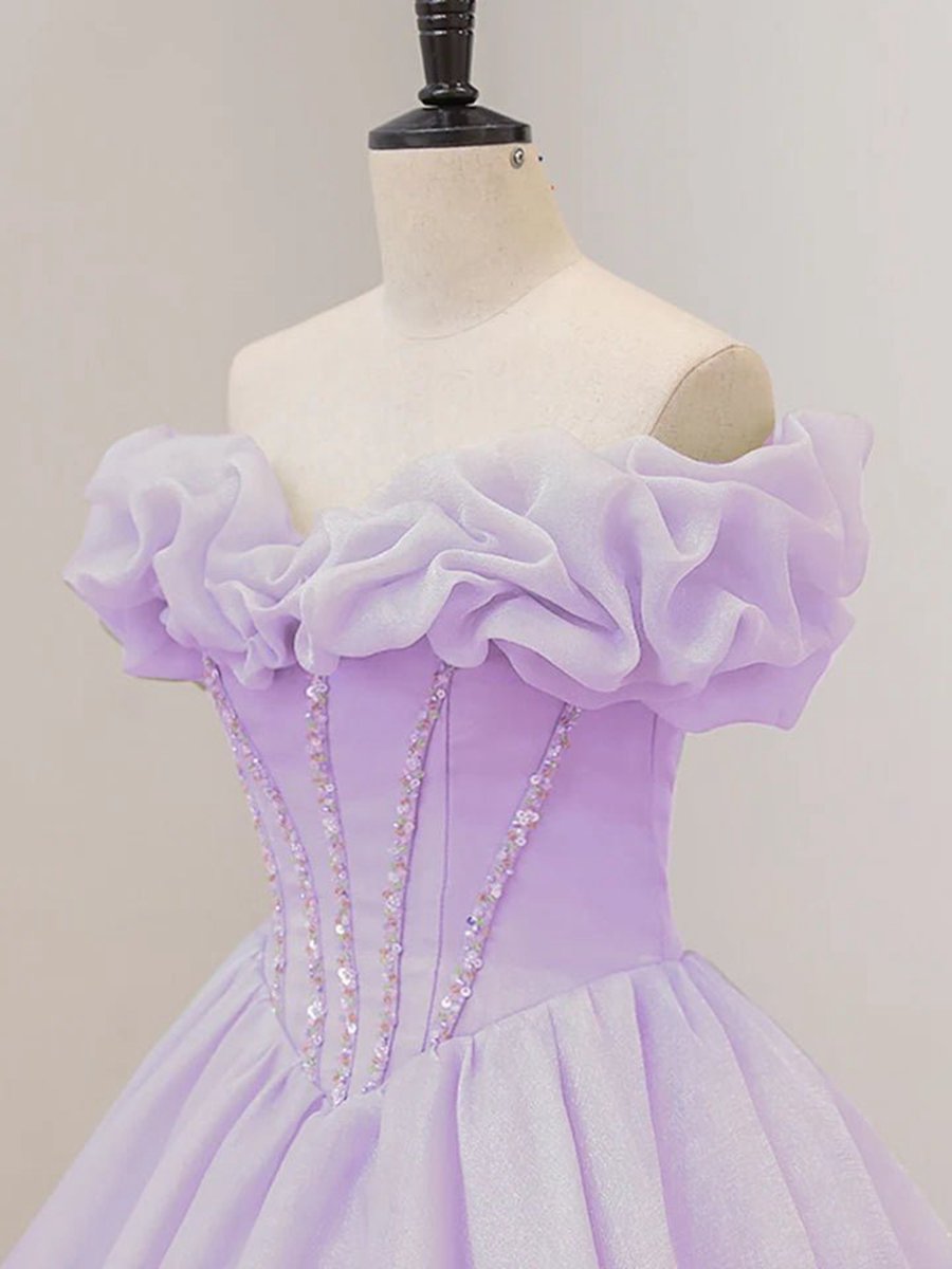 A-line Off Shoulder Long Prom Dresses Dresses