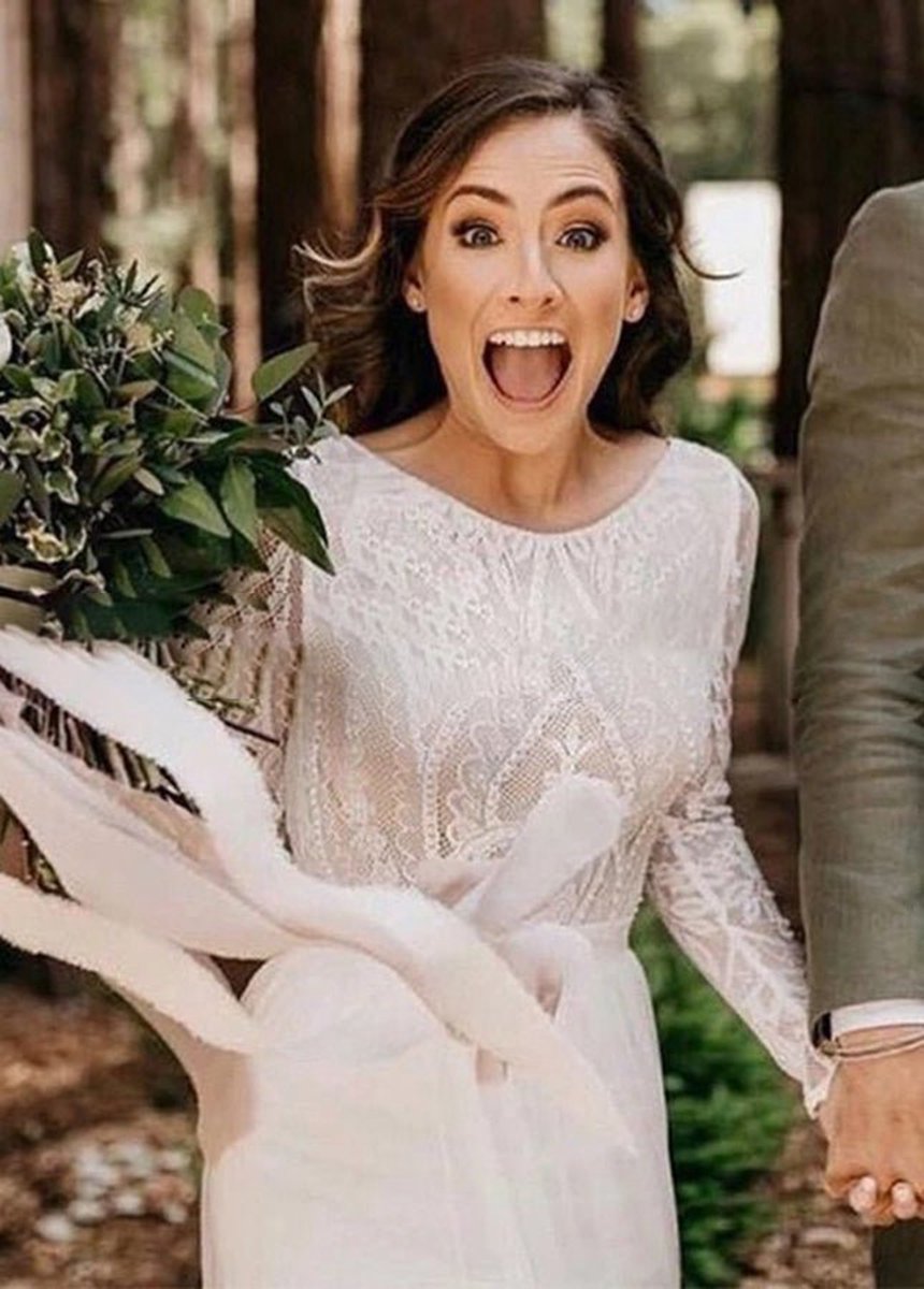 Beach Gorgeous Lace A-line Appliqued Open Back Wedding Dresses with Long Sleeves