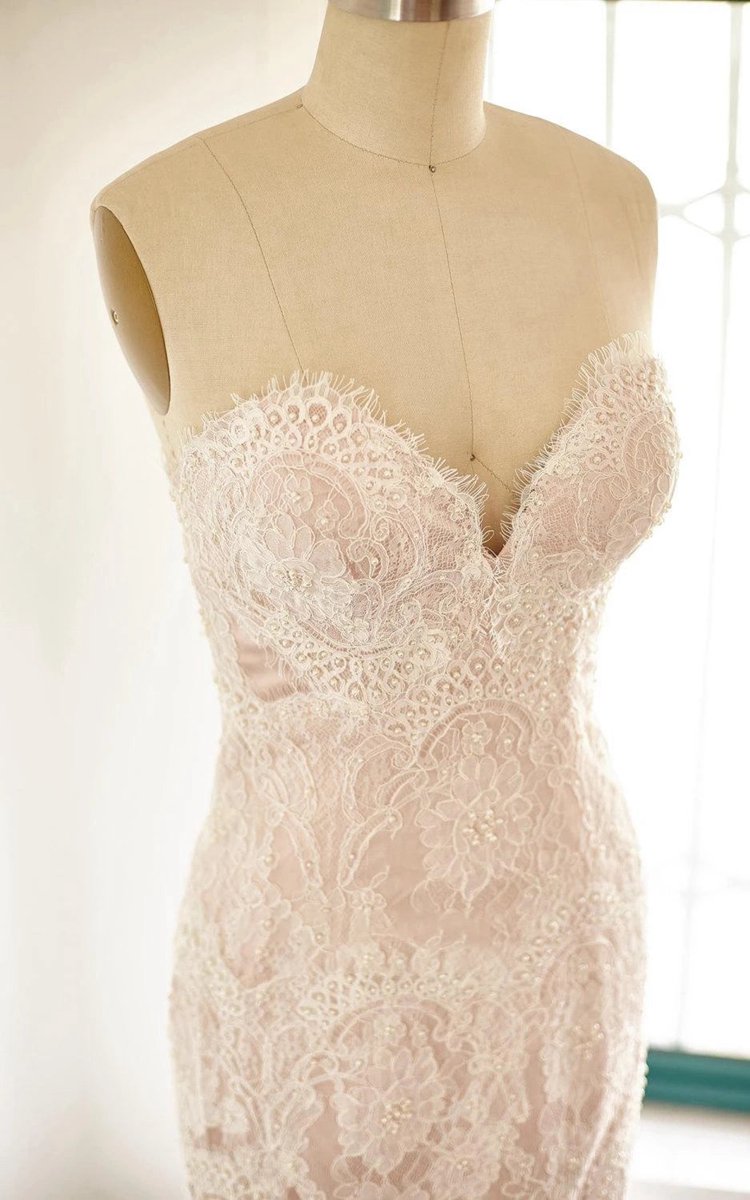 Mermaid Sweetheart Sleeveless Tulle Lace Wedding Dresses with Beading