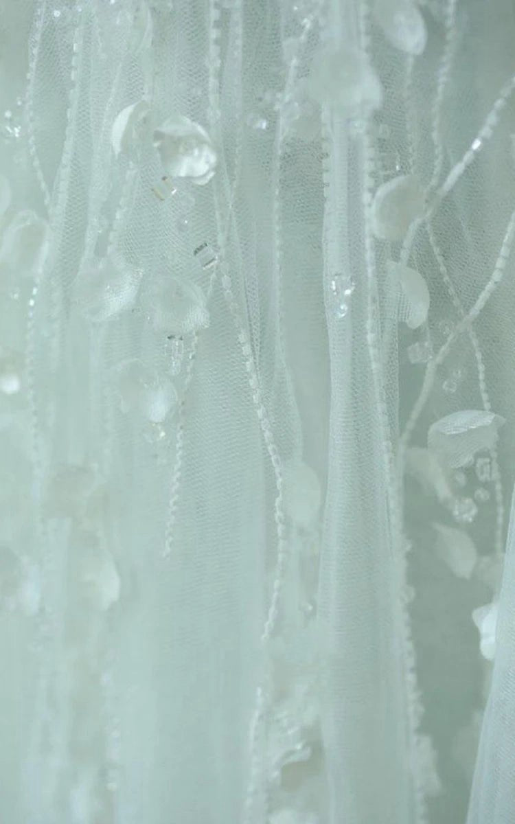 A-line Sweetheart Sleeveless Zipper Beading Tulle Appliqued Wedding Dresses