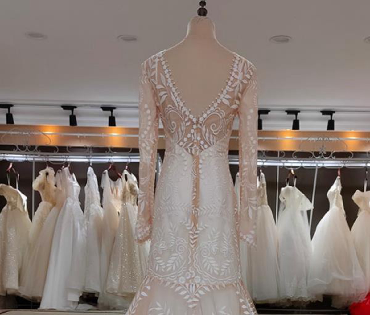 Long Sleeves Mermaid Lace Split Inside Long Formal Wedding Dresses