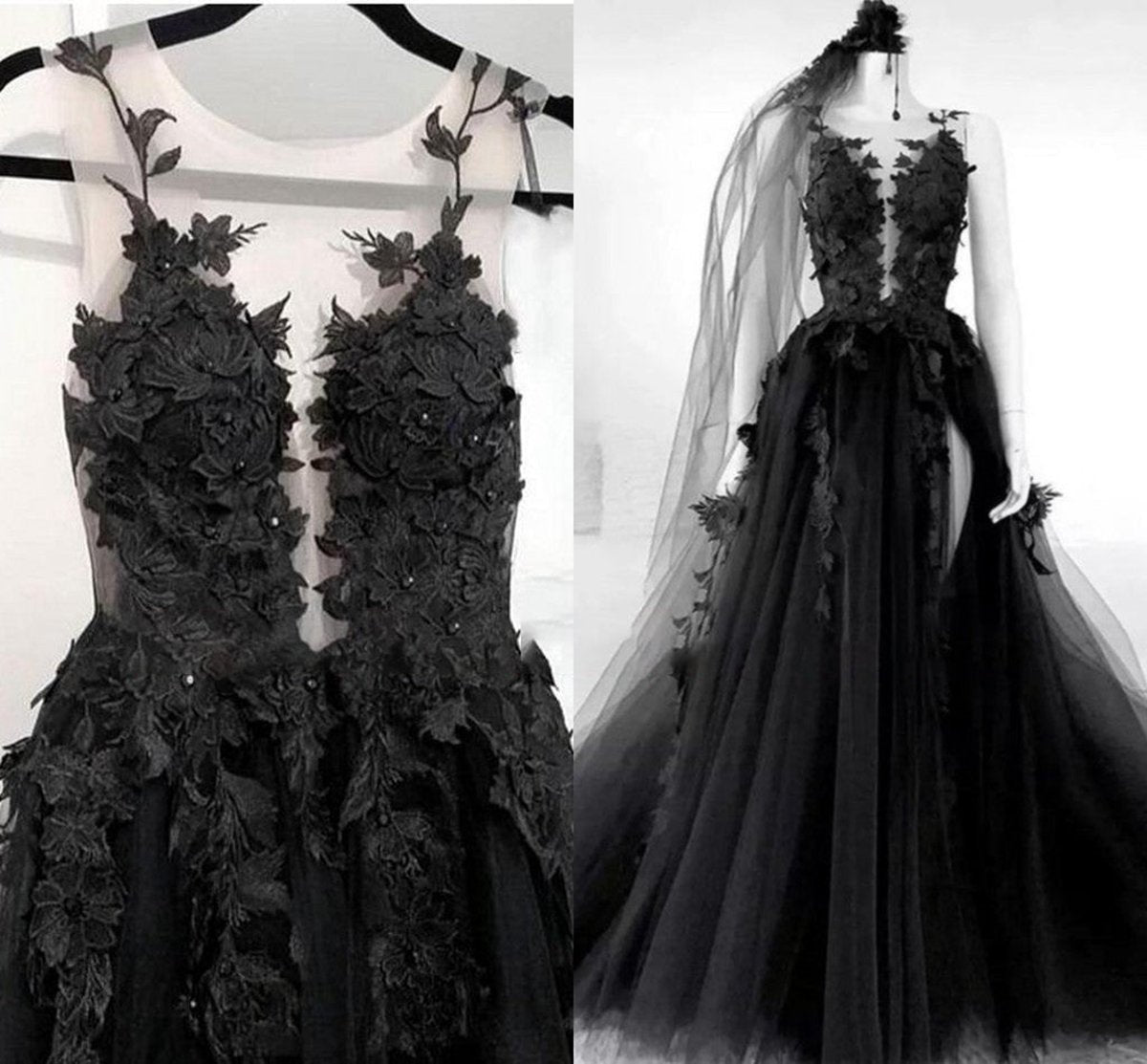 Lace Appliques Sleeveless Tulle Backless Wedding Dresses with Veil