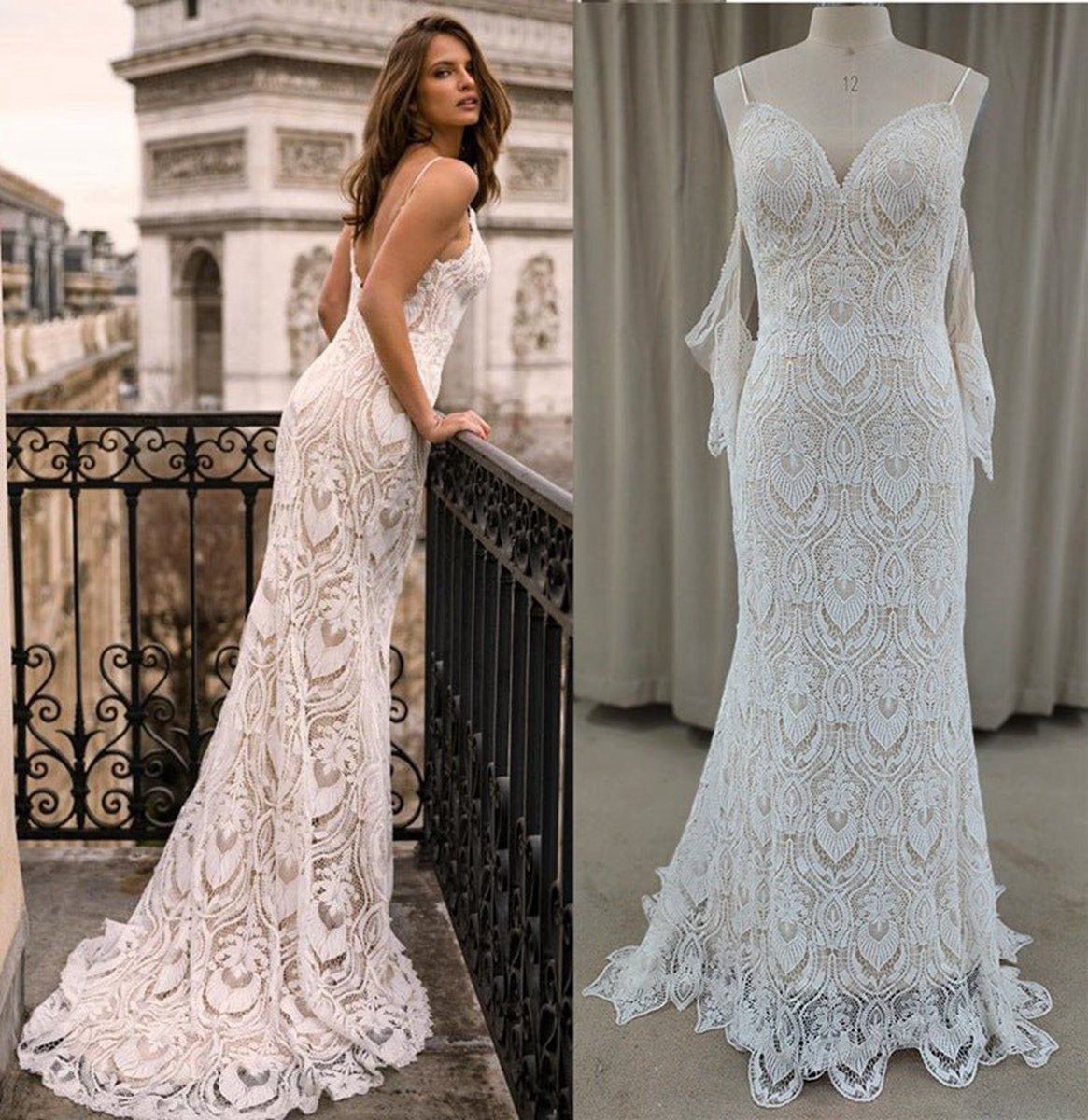 Gorgeous Bohemian Mermaid Lace Appliques Wedding Dresses