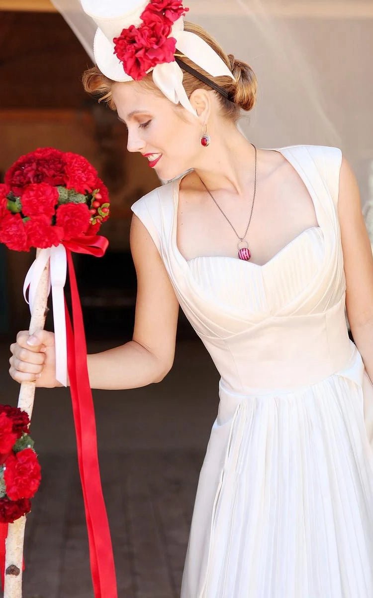 Unique A-line Tea Length Style Wedding Dresses