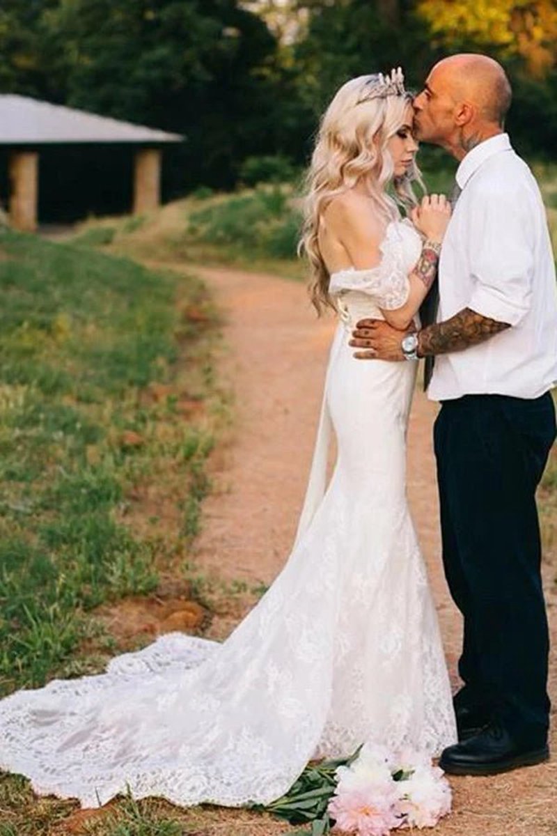 Tulle Satin Bowed Lace Zipper Wedding Dresses
