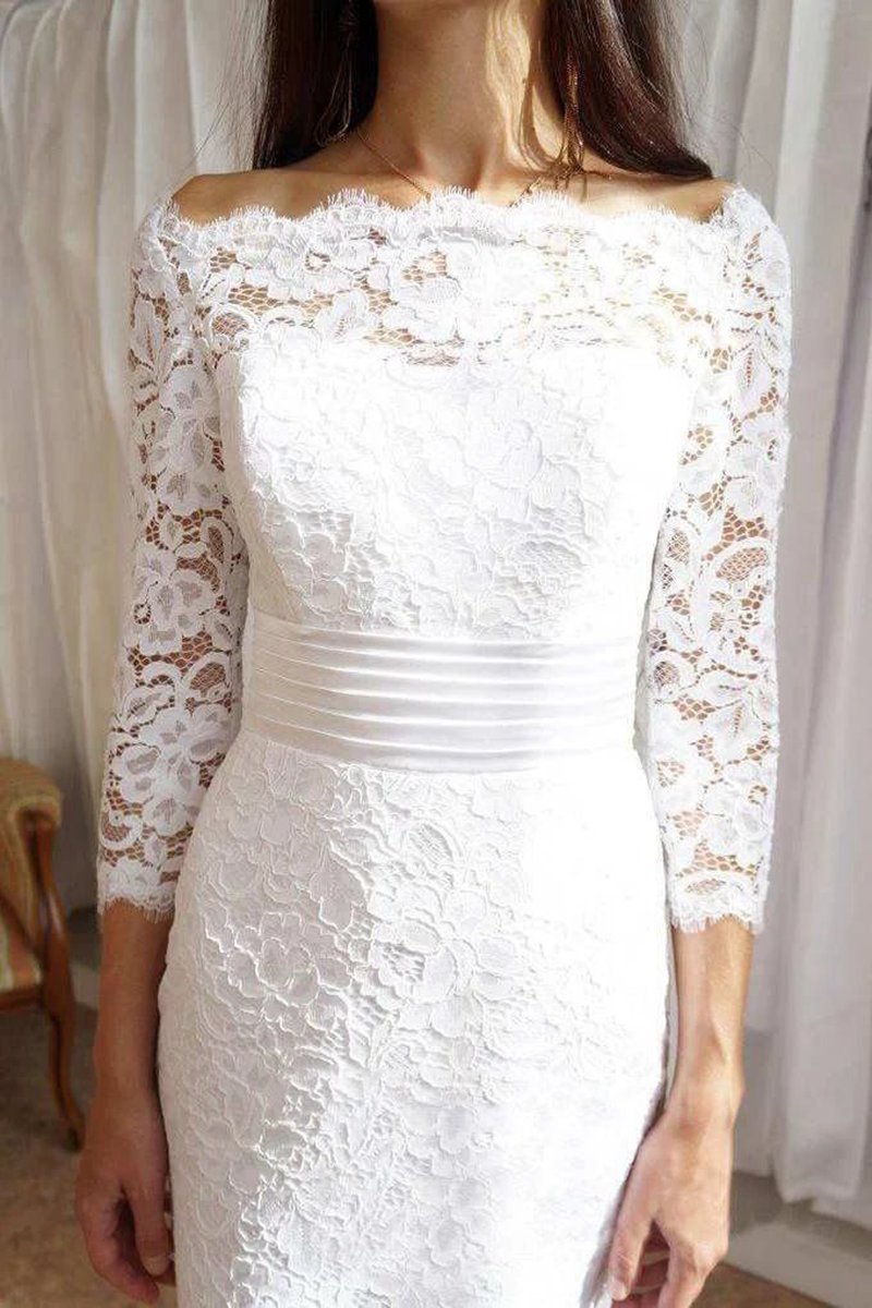 Mermaid Trumpet Long Sleeve Satin Lace Wedding Dresses
