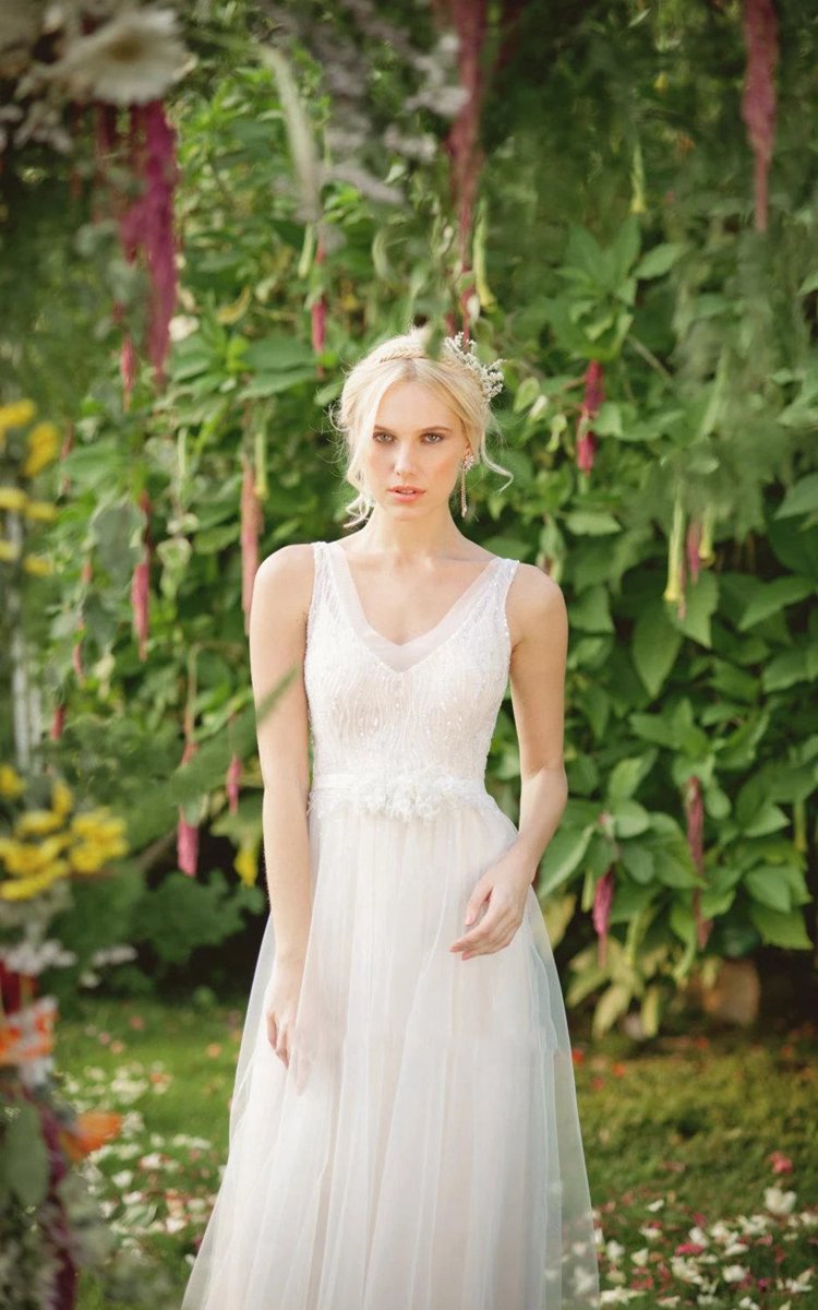 Chiffon Tulle Lace Weddig Dresses with Beading Sequins