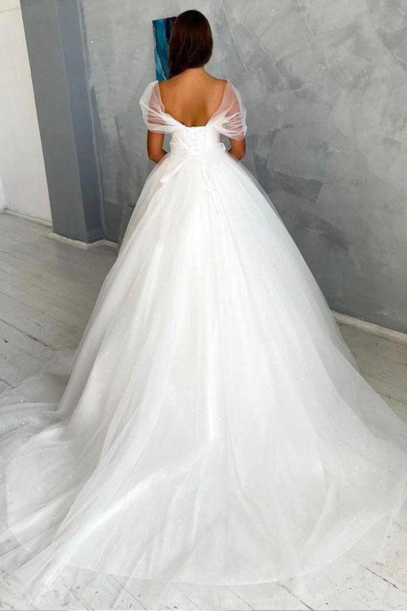 Ball Gown Off-the-shoulder Wedding Dresses Tulle Bridal Dresses