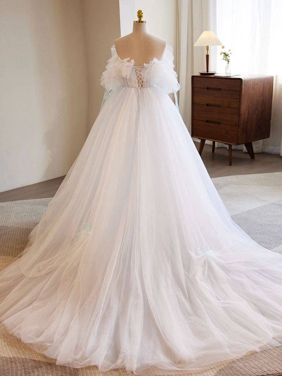 A-line Tulle Long Prom Dresses Formal Dresses