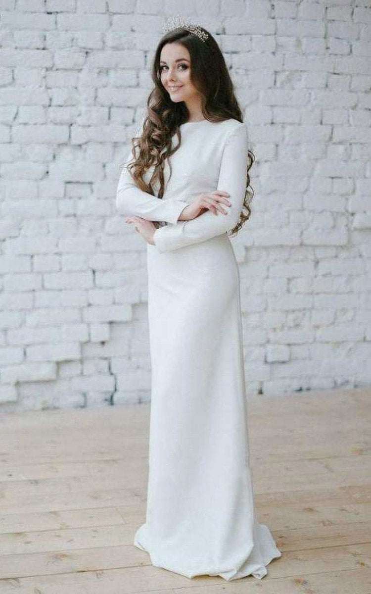 Bateau Long Sleeve Mermaid Dresses with Appliqued Waist