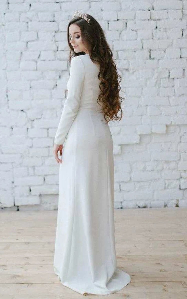 Bateau Long Sleeve Mermaid Dresses with Appliqued Waist