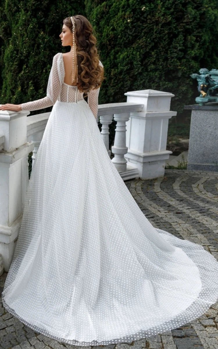 Vintage A-line Sweetheart Tulle Wedding Dresses with Sweep Train