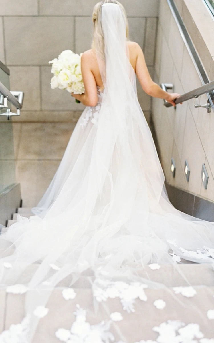 Ethereal A-line Beach Tulle Wedding Dresses with Spaghetti Straps And Open Back