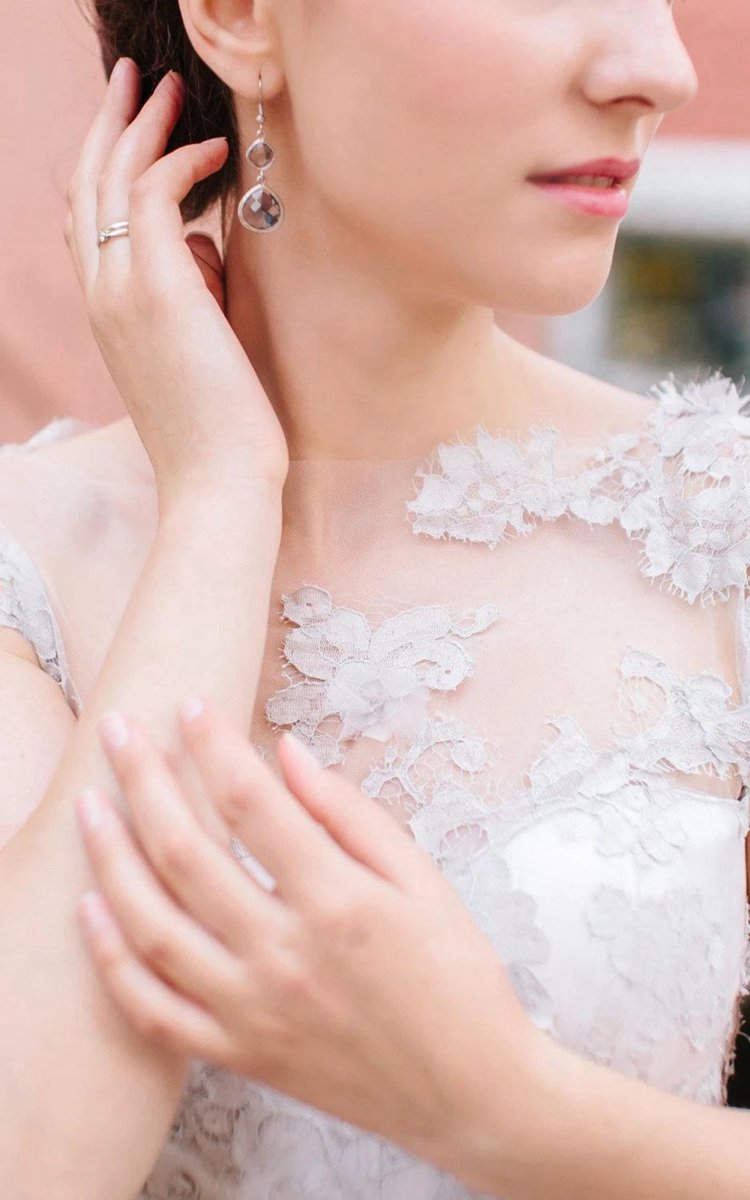 Romantic A-line Lace Tulle In Shade Wedding Dresses