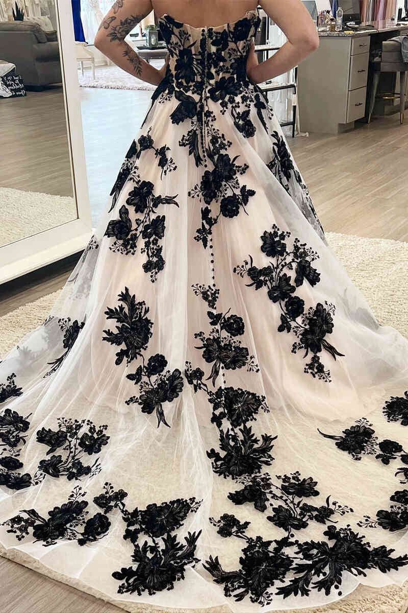 Off the Shoulder Tulle Long Wedding Dresses with Appliques