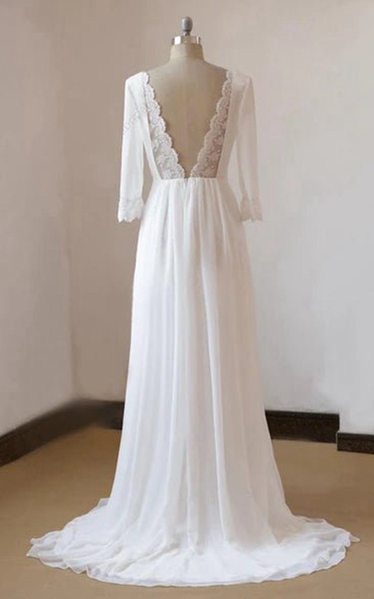 A-line Chiffon Lace Satin Weddig Dresses