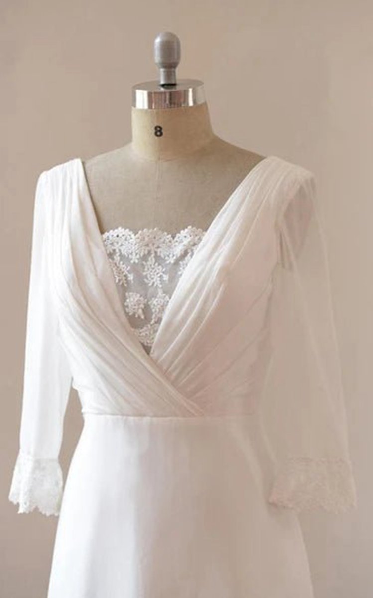 A-line Chiffon Lace Satin Weddig Dresses