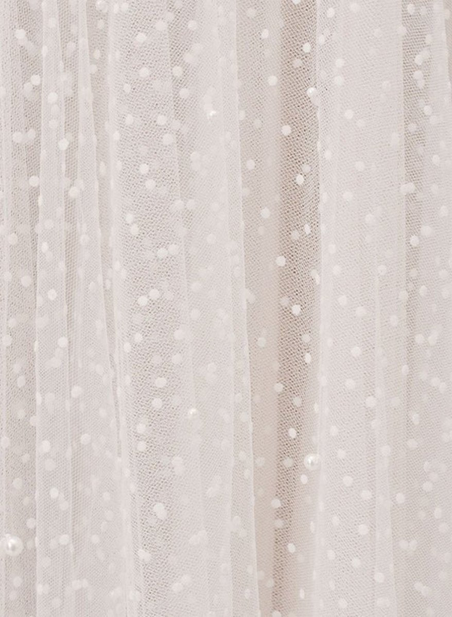 A-line Sweetheart Sleeveless Tulle Tea-Length Wedding Dresses with Pleated
