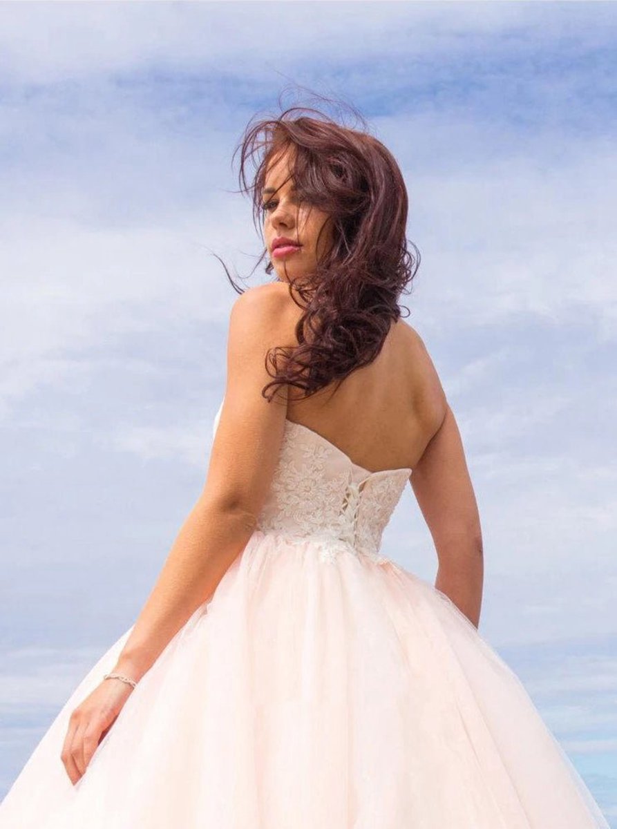 Ball Gown Tulle Lace Satin Strapless Weddig Dresses