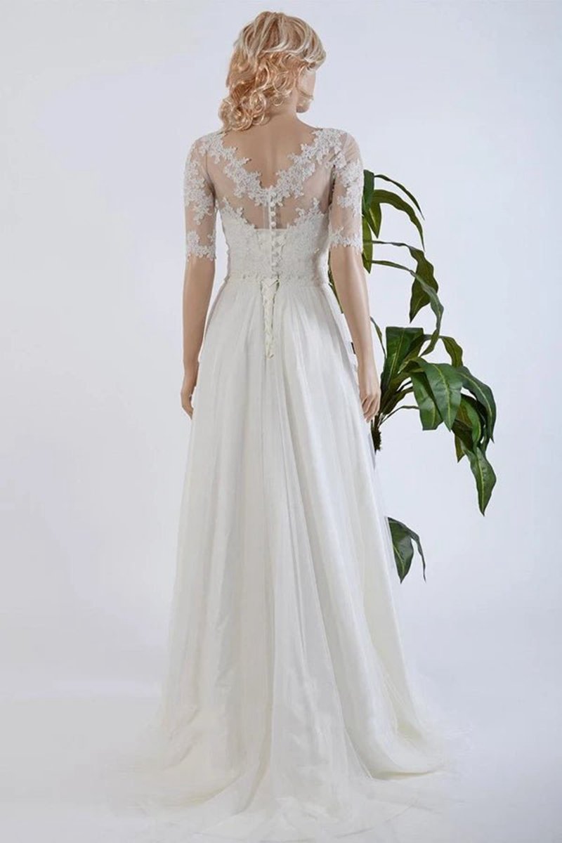 A-line Tulle Satin Bowed Lace Bolero Wedding Dresses