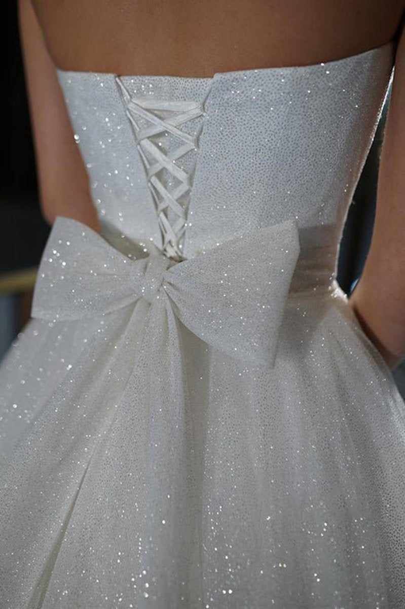 A-line Sweetheart Sparkly Bohemian Wedding Dresses Bridal Gown
